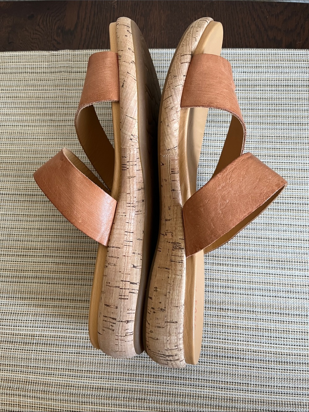 Kork-Ease Women's Tan Leather Slide Sandals Cork Heels Boho - Picture 9 of 9
